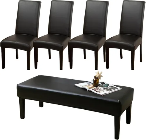 Miniatura 12 de CRFATOP 4 Piezas de Fundas Elásticas para Silla de Comedor con Funda para Banco Fundas Impresas para Silla de Comedor Fundas para Cojín de Asiento
