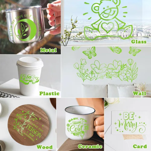 Miniatura 3 de VINYL FROG Rollo de vinilo adhesivo verde lima de 12 pulgadas x 10 pies, vinilo permanente verde mate para decoración del hogar, taza, automóvil