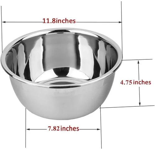 Miniatura 2 de meleg otthon Tazón de acero inoxidable, ensaladera de 6.5 cuartos de galón, cuencos de metal, lavabo de acero inoxidable, acabado de espejo más