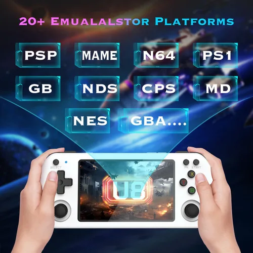 Miniatura 3 de Consola de juegos de mano retro U8 con más de 15,000 juegos clásicos, pantalla IPS de 4.0 pulgadas, tarjeta TF doble de 64G, batería potente de 3500