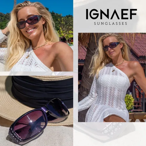 Miniatura 2 de IGnaef Gafas de sol polarizadas para mujer gafas de sol con diamantes de imitación para mujer protección UV400 para conducir pescar ir de compras