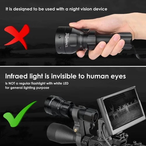 Miniatura 2 de 1503 Linterna infrarroja 940nm IR Iluminador Linterna Luces para Visión Nocturna, Luz de antorcha infrarroja Zoomable Función de memoria de 3 modos