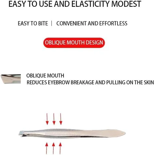 Miniatura 3 de Tres pinzas inclinadas Qulity, acero inoxidable profesional, proporcionan un agarre fuerte, eliminan los pelos con precisión, formas, diseño