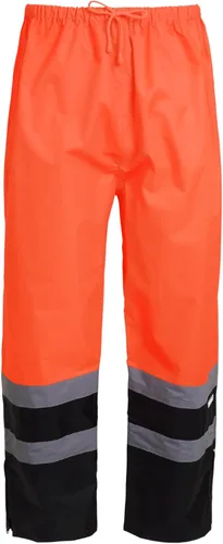 Miniatura 4 de JORESTECH Pantalones de seguridad impermeables de alta visibilidad: rayas reflectantes, cumplimiento ANSI y parte inferior ajustable Naranja Negro