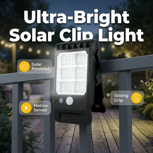 Miniatura 2 de Luz solar con clip con sensor de movimiento, luces USB con clip de carga solar 2026, luz LED recargable portátil multifuncional para campamento, luz