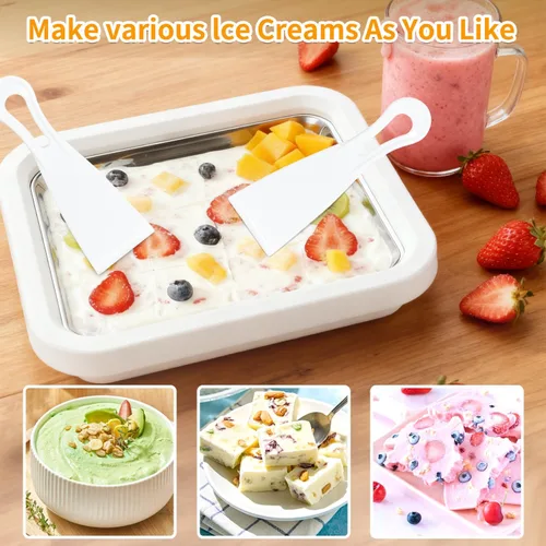 Miniatura 3 de Máquina de helados enrollados con 2 raspadores de acero inoxidable de grado alimenticio para yogur congelado/granizado regalo de cumpleaños, hecho