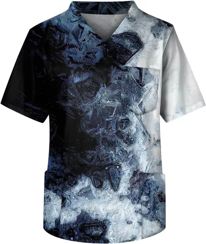 Camiseta médica para hombre, multicolor, talla grande, manga corta, estampado V-Ncek, enfermera, unifrom con bolsillo, S-5XL