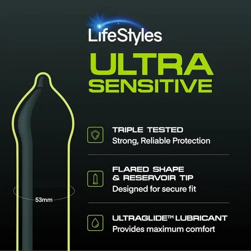 Miniatura 5 de LifeStyles Preservativos Ultra Sensibles de Látex Natural Lubricados Premium Paquete de Valor - 50 Unidades, 1 Paquete - Triple Probados