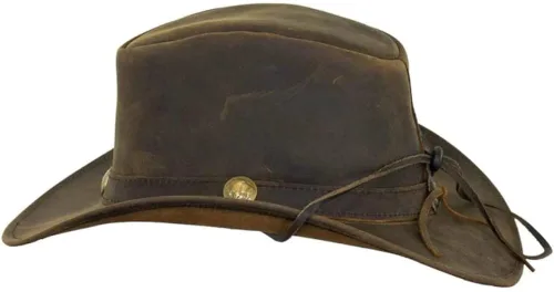 Miniatura 2 de Outback Trading 13006 Unisex Cheyenne UPF 50 Wire-Brimmed Western-Style Leather Hat with Chin Cord