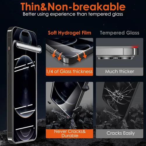 Miniatura 2 de Protector de pantalla [3 unidades de película de hidrogel suave para iPhone 15 Pro/15, TPU flexible irrompible mejorado]