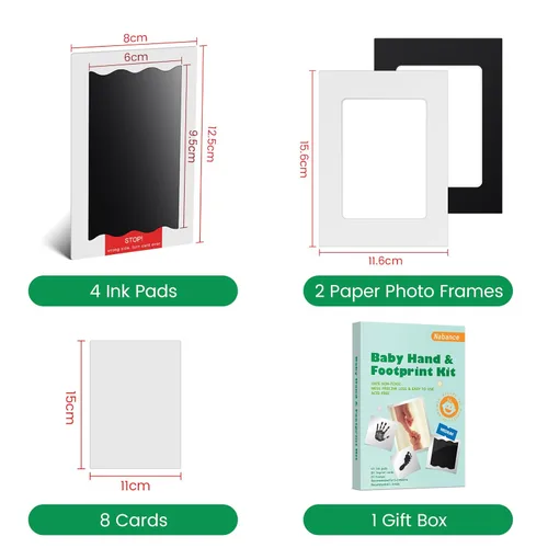 Miniatura 2 de Nabance Kit de manos y huellas para bebé, kit de huellas y manos sin tinta para recién nacidos, 4 almohadillas de impresión sin tinta con 2 marcos