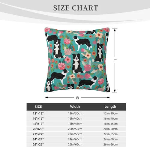 Miniatura 2 de Fundas de almohada decorativas de 18 x 18 pulgadas, fundas de almohada de doble cara para sofá, Border Collie Florals, fundas de almohada de felpa