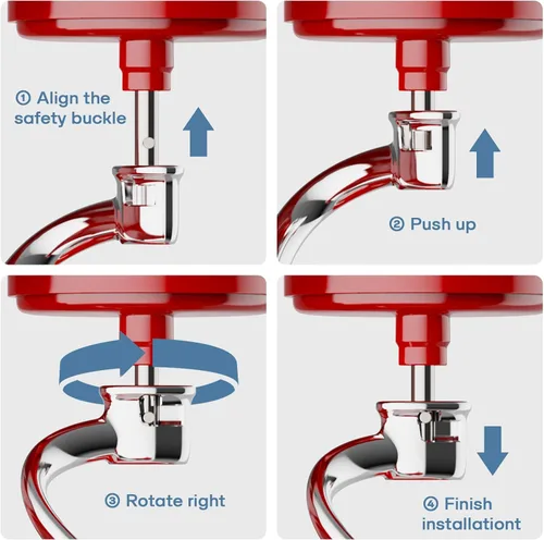 Miniatura 2 de Gancho de masa en espiral de acero inoxidable para mezcladores de pie Kitchenaid 5Plus y 6QT con sistema de elevación de tazón, gancho de masa