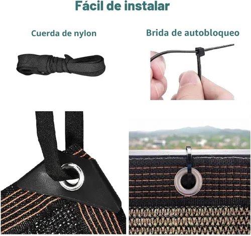 Miniatura 5 de Pantalla de Privacidad para Cerca Balcón Tela de Sombra Solar 3 pies 3 pulgadas x 9 pies 9 pulgadas 80% Tela de Sombra Pantallas de Patio Exterior