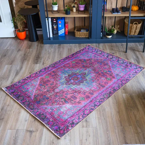 Miniatura 2 de Alfombra de área de diseño morado, alfombra de entrada, alfombra con estampado floral de animales, alfombra decorativa, fácil de limpiar, alfombra