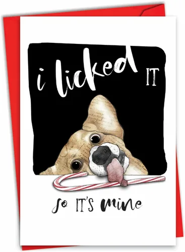 Miniatura 11 de NobleWorks - Tarjeta de felicitación navideña con sobre de 5 x 7 pulgadas, divertida nota de papel con perro (1 tarjeta) - Travesuras de perros