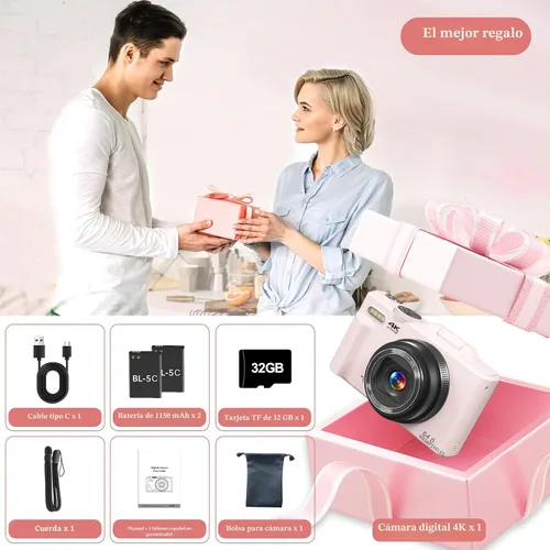 Miniatura 7 de Cámara digital 4K para fotografía, cámara de vlogging de 64 MP para YouTube, cámaras de vlog WiFi con zoom digital de 18X, pantalla abatible de 3