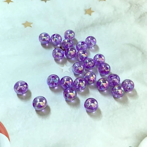 Miniatura 5 de 400 cuentas de burbujas acrílicas redondas de 0.315 pulgadas (0.315 in), cuentas espaciadoras sueltas de plástico colorido para manualidades, Morado