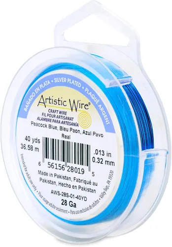 Miniatura 115 de Artistic Wire, alambre para manualidades de calibre 22 bañado en plata, resistente a las manchas, color cobre, blanco, 9,1 m