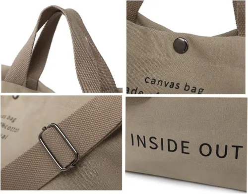 Miniatura 5 de Huwzder Bolso de hombro de lona grande para mujer, bolso de trabajo casual, bolso cruzado con asa superior, bolso cruzado