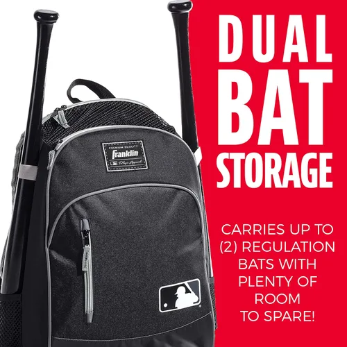 Miniatura 6 de Franklin Sports Bolsa Batpack de Béisbol MLB para Niños - Mochila de Béisbol Juvenil, Softbol + Teeball - Bolsa de Equipo Deportivo para Niños +