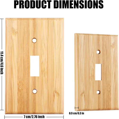 Miniatura 3 de 10 Piezas Placas de Interruptor de Luz de Palanca Simple de Madera 4.5" X 2.76" Placa de Pared de Madera Natural Cubierta de Interruptor de Luz