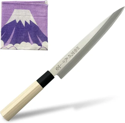 Miniatura 12 de KAKUSEE Seki Tsubazo - Cuchillo Deba pequeño de 3.9 pulgadas y juego de tela de pintura japonesa, cuchillo de chef japonés para pescado y carne