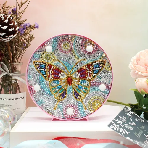 Miniatura 3 de Lámpara de pintura de diamantes DIY con luces LED, kit de dibujo de cristal de taladro completo, luz nocturna de noche, manualidades para decoración