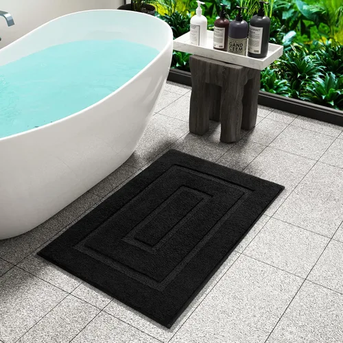 Miniatura 31 de HOMORE Alfombra de baño gris de 24 x 60 pulgadas, suave, absorbente, alfombra de pasillo de baño lavable, alfombras largas antideslizantes