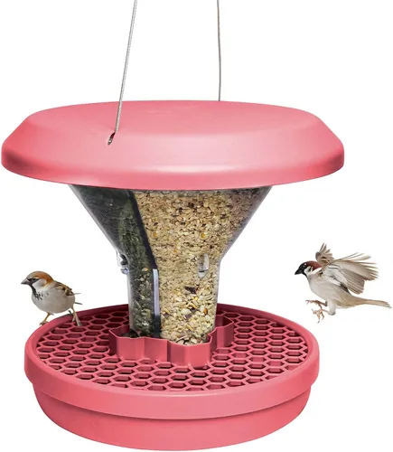 Miniatura 12 de SWISSINNO Comedero para pájaros – Comedero colgante para pájaros sin desorden para exteriores – Smart Birds Davos a prueba de derrames, cardenales
