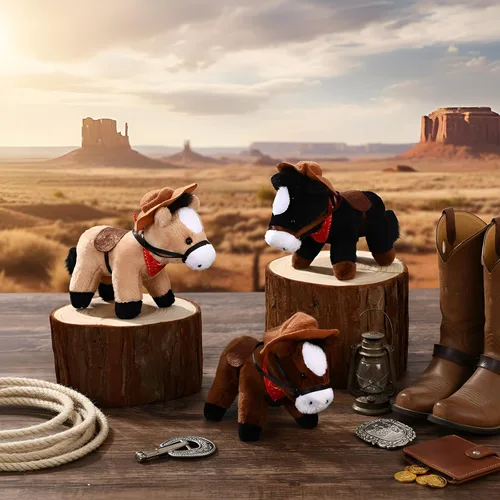 Miniatura 2 de Paquete de 9 animales de peluche de 4 pulgadas, mini juguete de peluche de pie con sombrero de vaquero y bandana, cadena desmontable para decoración