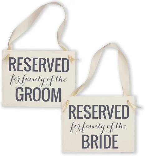 Miniatura 14 de Letreros de Fila Reservada para Ceremonia de Boda o Evento – Juego de 2 Banderines Colgantes de Papel en Cartulina – Esta Fila Está Reservada