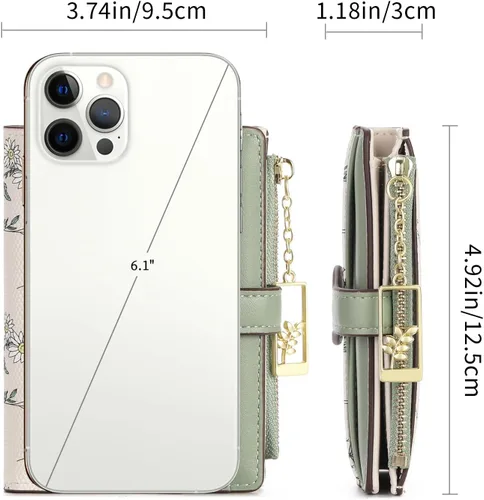 Miniatura 3 de GAEKEAO Billeteras pequeñas para mujer, con bloqueo RFID, plegable, de piel vegana, con bolsillo con cremallera, ventana de identificación
