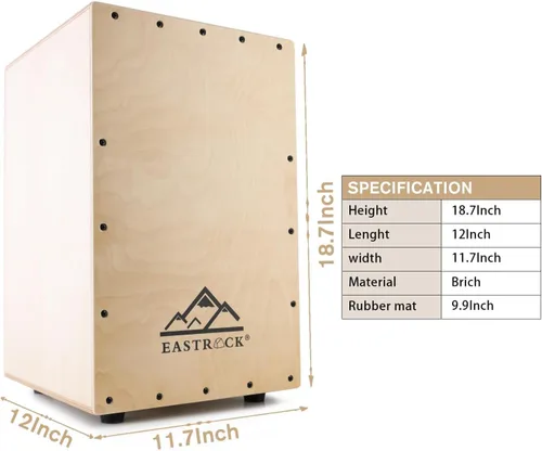 Miniatura 5 de EASTROCK Caja de tambor de madera de abedul de tamaño completo (12 x 11.7 x 18.7 pulgadas) con cuerdas internas de guitarra, percusión de madera