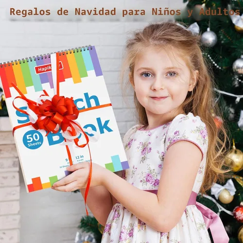 Miniatura 2 de Cuaderno de bocetos de 9 x 12 pulgadas, paquete de 2 blocs de 50 hojas con espiral, cuaderno de bocetos de artista, papel de dibujo libre de ácidos