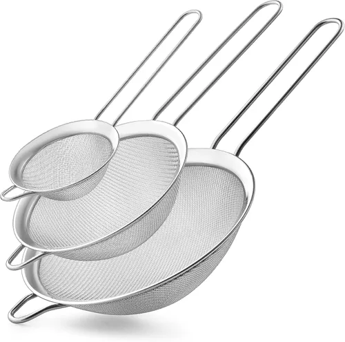 Miniatura 9 de Coladores de malla fina para cocina, COKUMA colador de metal de acero inoxidable pequeño manual mini, colador de cóctel, té, café y jugo, colador