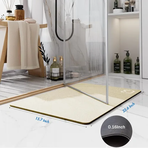 Miniatura 2 de RUERYA Tierra de Diatomeas Alfombras de Baño 23.6 x 15.7 pulgadas, Secado Rápido Súper Absorbente Base de Goma Antideslizante Alfombra de Baño