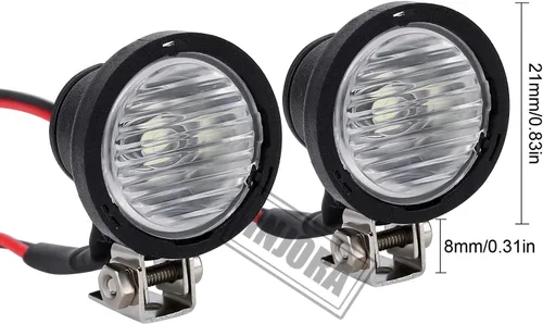 Miniatura 2 de INJORA Faros delanteros RC para coche, luces LED RC para 1:10 RC Crawler Axial TRX4 TRX6 SCX10 90046 Wraith RR10 MST Redcat (redondo)