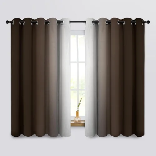 Miniatura 162 de COSVIYA Cortinas 100% Opacas Azul Degradado con Lazos Ajustables para Cocina Aislamiento Térmico Oscurecimiento de Habitación Cenefa con Bolsillo