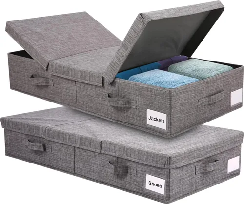 Paquete de 2 contenedores de almacenamiento debajo de la cama con tapas, cajones de almacenamiento grandes de 32 pulgadas para debajo de la cama,