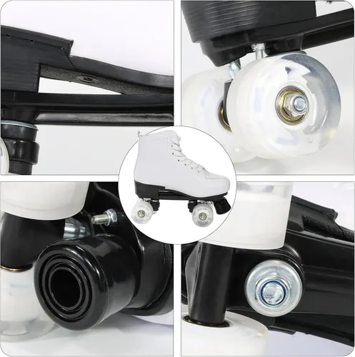 Miniatura 3 de Patines Wiwiy Roller Derby para mujeres y hombres, patines blancos para exteriores e interiores, patines ajustables de cuatro ruedas brillantes