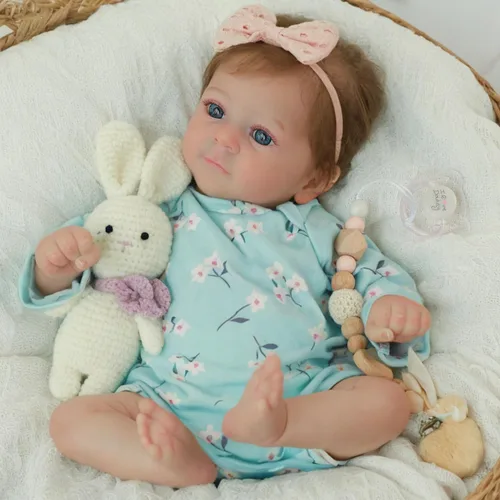 Miniatura 3 de SCOM Muñecas Reborn de bebé realista Niña - Felicia, Muñecas recién nacidas realistas de 17 pulgadas con cuerpo de tela suave ponderado, Muñecas Azul