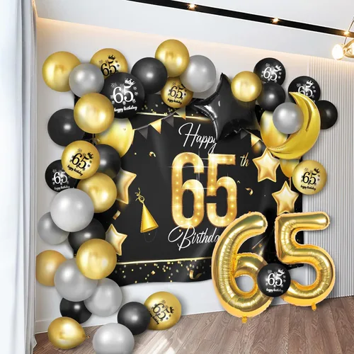 Miniatura 18 de Juego de globos dorados de feliz cumpleaños número 10 – Saludos a los 10 años de edad, guirnalda temática de fiesta con estrellas y luna, decoración