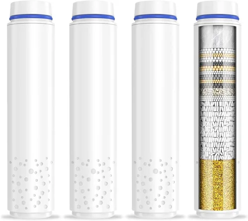 Miniatura 10 de Pweran Filtro de ducha para cabezal de ducha de mano, paquete de 2 filtros de repuesto de 18 etapas para agua dura, elimina cloro y sustancias Blanco