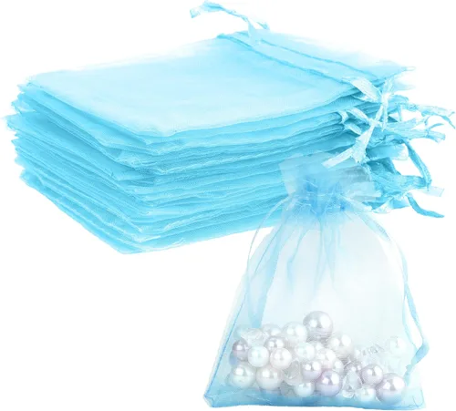 Miniatura 39 de Bolsas de organza, bolsa de organza transparente, 50 unidades, pequeñas bolsas de organza con cordón de 3 x 4 pulgadas, bolsas de regalo de joyería