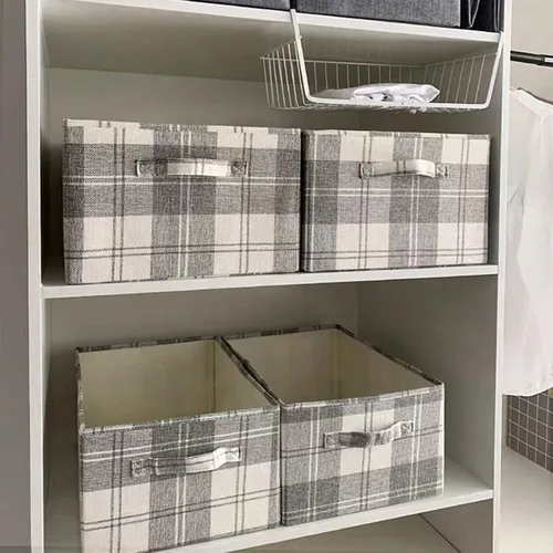 Miniatura 2 de ANMINY Paquete de 2 cestas de almacenamiento extragrandes para estantes, 20 x 14 pulgadas, plegables, de tela, lavables, canastas de almacenamiento