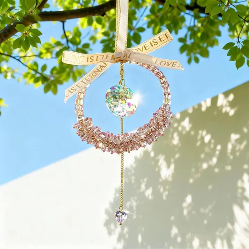 Miniatura 14 de kanpura Atrapasoles con forma de corazón de cristal Ab de 1.772 in para ventana, atrapasoles de cristal con forma de corazón, adorno colgante de Ab