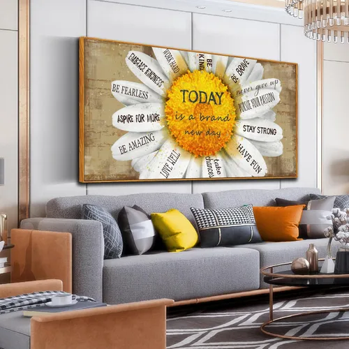 Miniatura 14 de Cita inspiradoras, imágenes de árbol marrón, decoración de pared para dormitorio - Citas positivas, arte de pared en lienzo para sala de estar