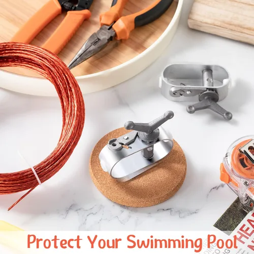 Miniatura 6 de Juego de 2 cubiertas de piscina para cabrestante y cable para cubierta de piscina, cable de 4 piezas, cabrestante para cubierta de piscina sobre