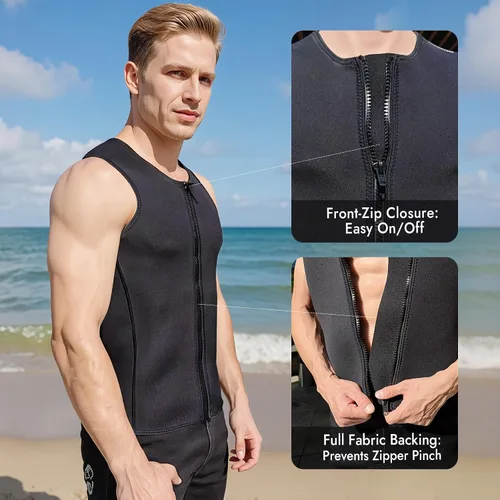 Miniatura 3 de Chaleco de neopreno para hombres y mujeres, con cremallera frontal de 0.118 pulgadas, de neopreno, para buceo, kayak, surf, natación